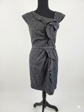 Eliza J Charcoal Gray Ruffle Sheath Dress